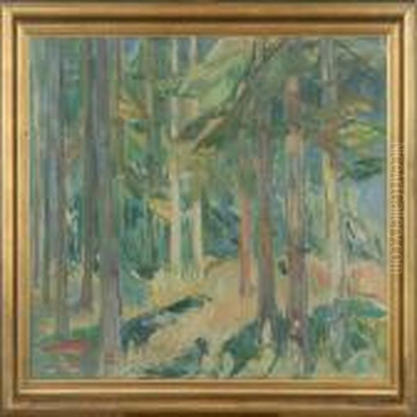 Forest Scenery Oil Painting by Kraesten Iversen