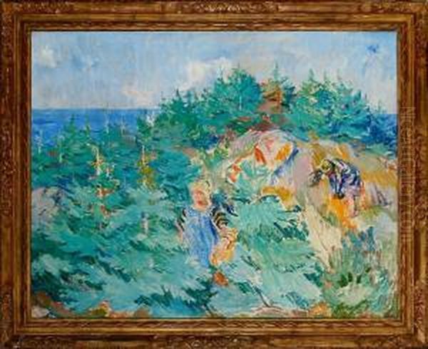 Figures In A Plantation Oil Painting by Kraesten Iversen
