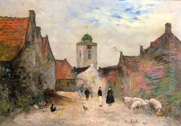 A View in Katwijk Oil Painting by Siebe Johannes ten Cate