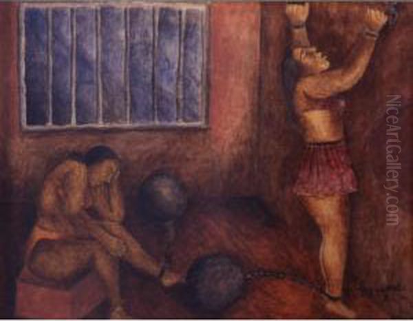 Mujeres En La Carcel Oil Painting by Maria Izquierdo