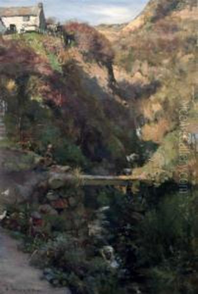 A Yorkshire Beck Oil Painting by Frederick William Jackson