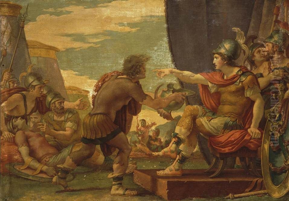 Alexander the Great Refuses to Take Water Oil Painting by Giuseppe Cades