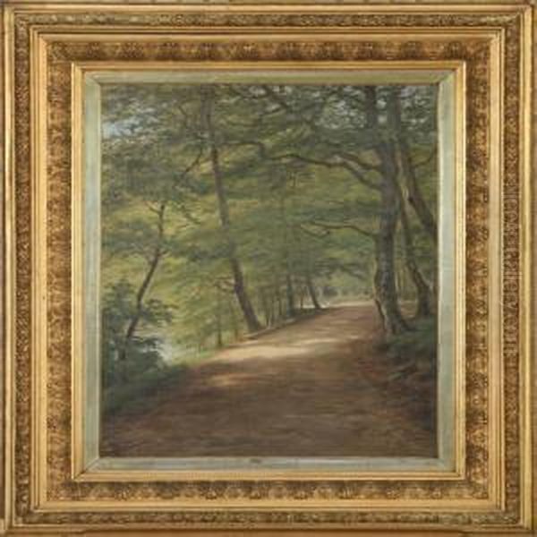 Forest Scenery Oil Painting by A. G. Jacobsen