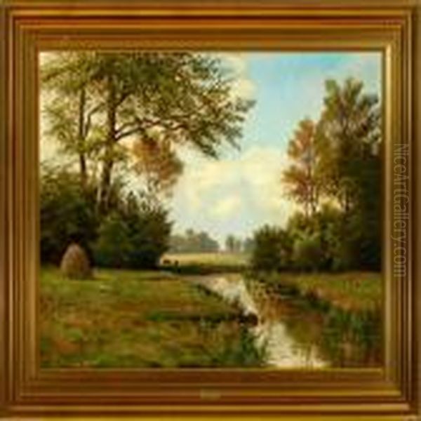 Roskilde Town, Denmark Oil Painting by A. G. Jacobsen