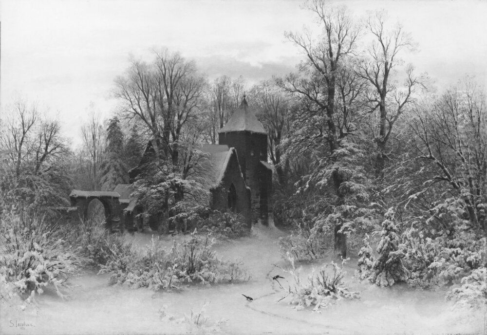 Vinterlandskap Oil Painting by Sophus Jacobsen