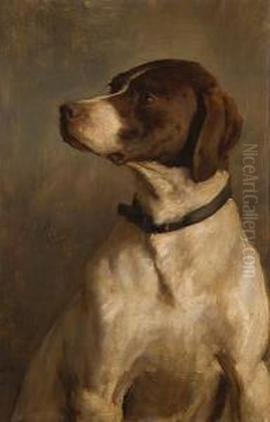 A Pointer Oil Painting by George Percy Jacomb-Hood