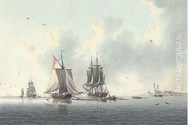 A light breeze off Sheerness Oil Painting by John the Elder Cleveley