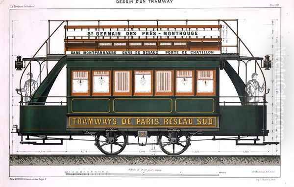 Design for a Tram Oil Painting by A. Cheneveau
