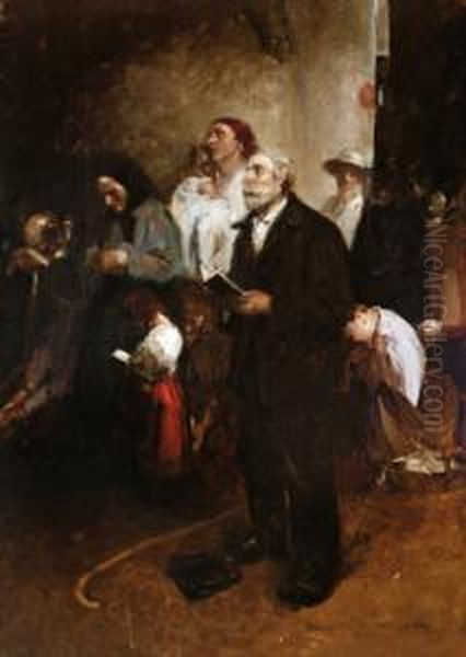 Das Gebet Oil Painting by Lajos, Louis Jambor