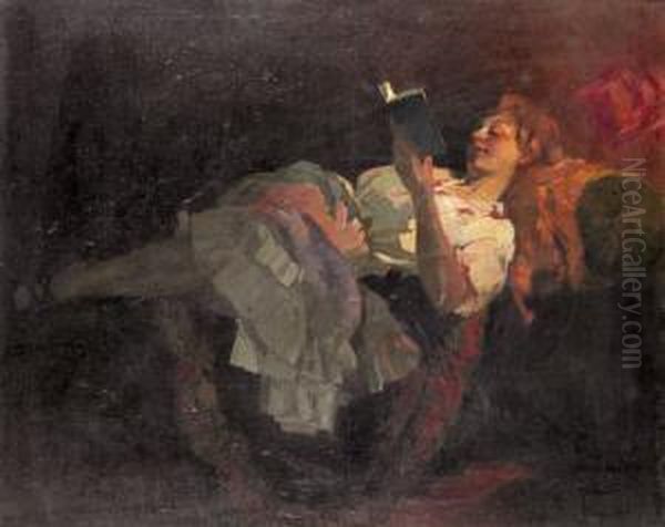 Pamlagon Olvaso Holgy Oil Painting by Lajos, Louis Jambor