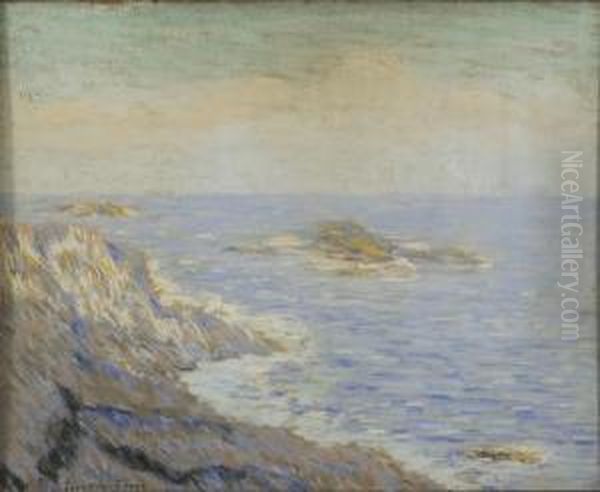 Rocky Seascape. Oil Painting by John Wells James