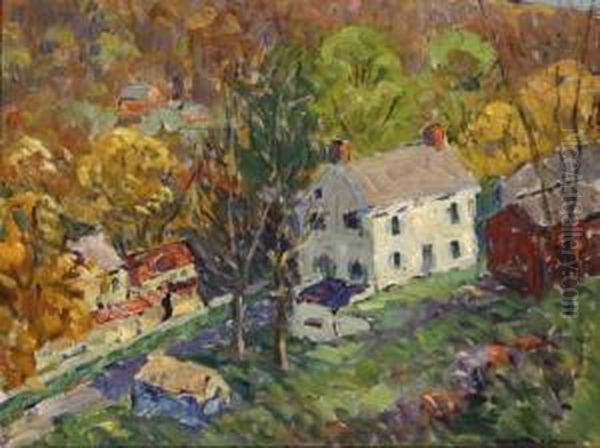A Pennsylvania Autumn Landscape Oil Painting by John Wells James