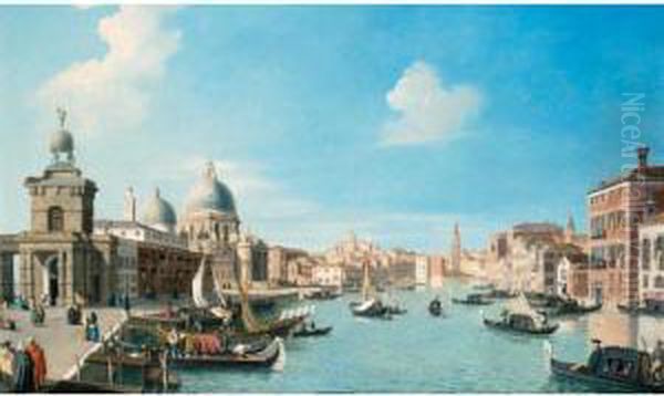 Entrance To The Grand Canal, 
Venice, Looking West, With The Dogana And The Church Of Santa Maria 
Della Salute Oil Painting by William James