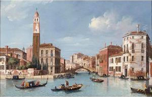 View Of The Entrance To The 
Cannareggio Canal With The Church Of San Geremia And The Palazzo Labia ,
 Venice Oil Painting by William James
