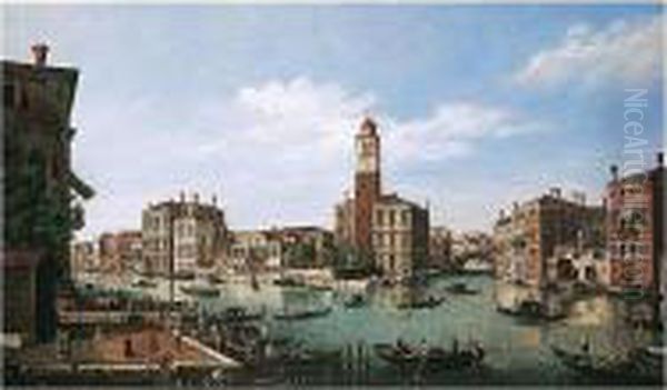A View On The Grand Canal, 
Venice With Church Of Saint Geremia And The Entrance To The Cannaregio Oil Painting by William James