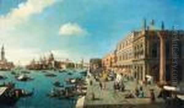 The Riva Degli Schiavoni Looking
 South-west Towards The Entry Tothe Grand Canal, The Dogana And Santa 
Maria Della Salute Oil Painting by William James