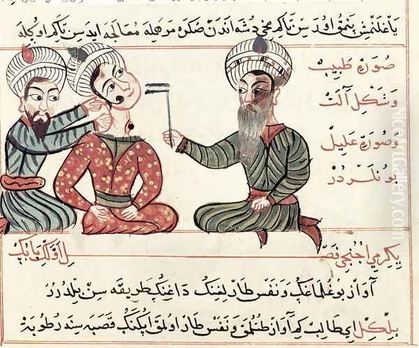 Ms Sup Turc 693 fol.29v Cauterisation of Scrofula, 1466 Oil Painting by Charaf-ed-Din