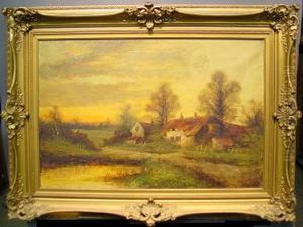 Sunset Landscape Oil Painting by Frank E. Jamieson