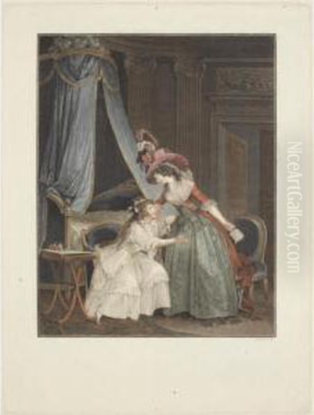 L'aveu Difficile; La Comparaison; And L'indiscretion (portalis And Beraldi 39-41) Oil Painting by Jean-Francois Janinet