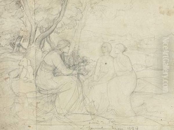 Esquisse Pour <le Grain De Ble>,
 Un Des Dix-huit Tableaux Constituant <le Poeme De L'ame>, Au Musee Des 
Beaux Arts De Lyon Oil Painting by Anne-Francois-Louis Janmot