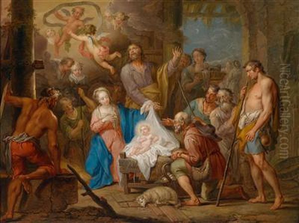 Dieanbetung Der Hirten Oil Painting by Frans Christoph Janneck