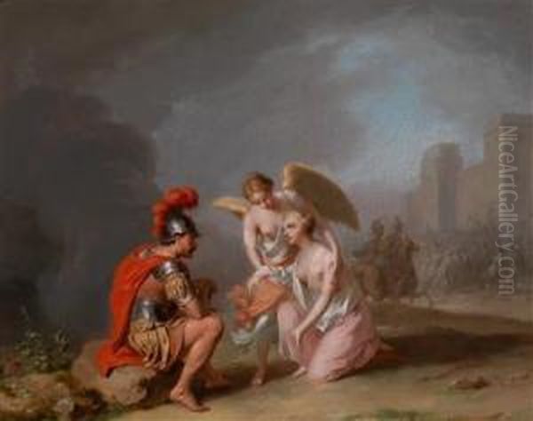 Die Verletzte Venus Und Mars Oil Painting by Frans Christoph Janneck