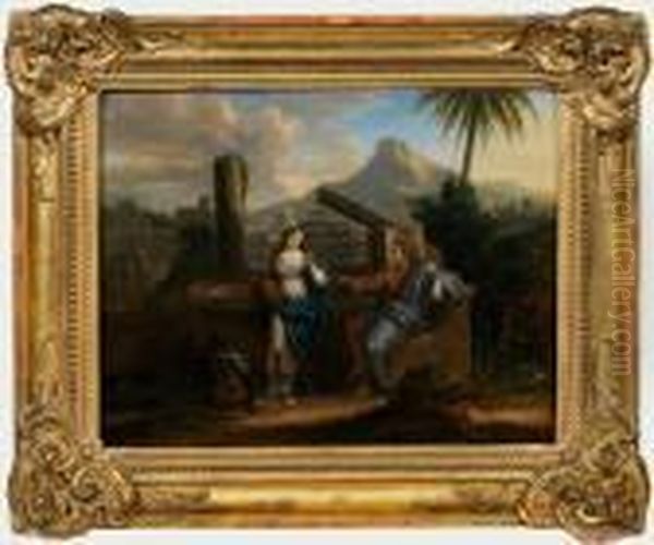 Christus Und Diesamariterin Am Brunnen/noli Me Tangere Oil Painting by Frans Christoph Janneck
