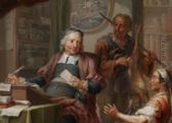 Viktualienhandler Beim Hofsekretar Oil Painting by Frans Christoph Janneck