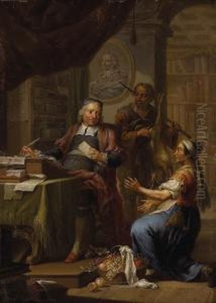 Money Lender Oil Painting by Frans Christoph Janneck