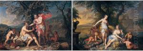 Allegories Of Summer And Autumn Oil Painting by Frans Christoph Janneck