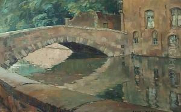 Temps Gris A Bruges Oil Painting by Ludovic Janssen