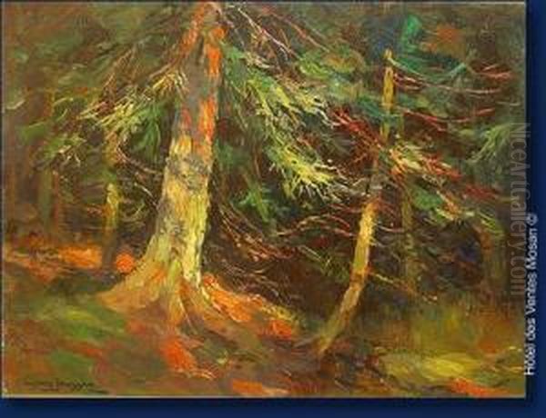 Soleil Dans La Sapiniere A Gospinal Oil Painting by Ludovic Janssen