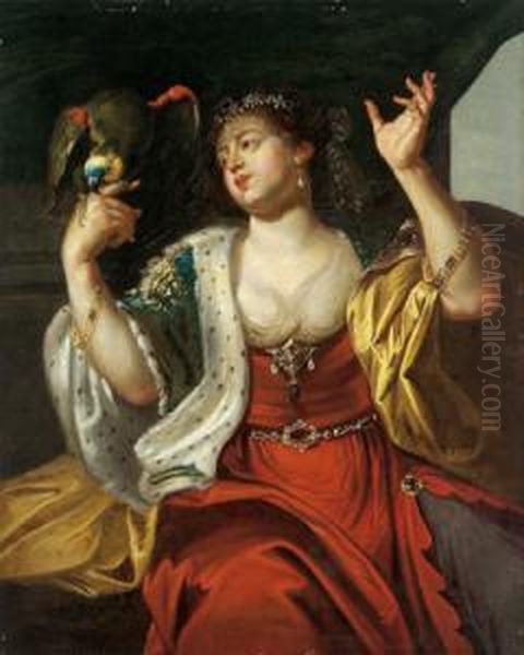 Signora Con Un Pappagallo Oil Painting by Abraham Janssens
