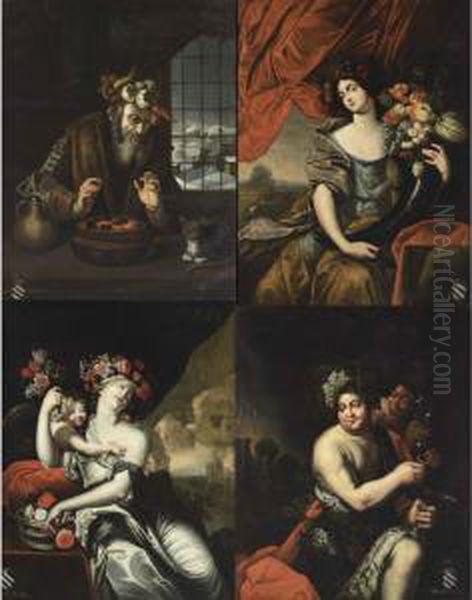 An Allegory Of The Four Seasons: Winter; Spring; Summer; Autumn Oil Painting by Abraham Janssens