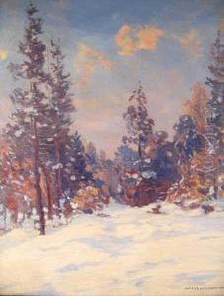 Winter Landscape Oil Painting by Alfred Jansson