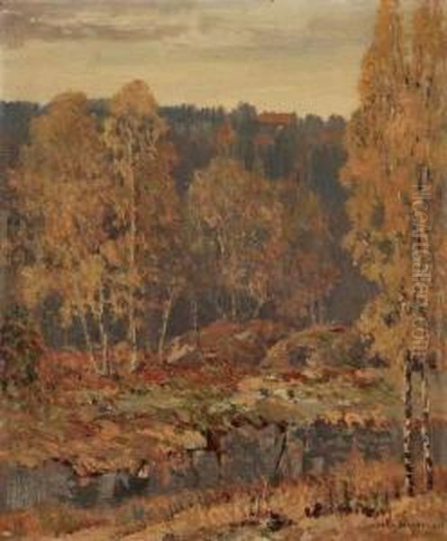 Home In The Hills, Sweden Oil Painting by Alfred Jansson