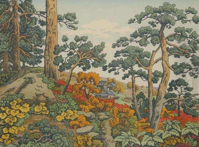 A Summer Landscape With Cottages Oil Painting by Bohumir Jaronek