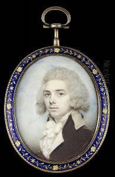 A Gentleman, Wearing Brown Coat 
With Buff Coloured Collar, White Waistcoat And Frilled Cravat, His Hair 
Powdered Oil Painting by Philip Jean