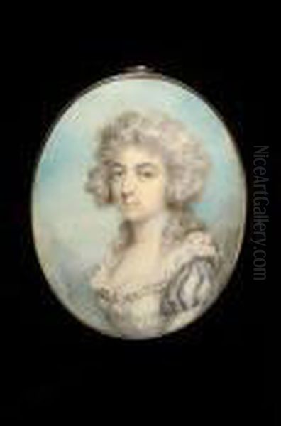 A Lady Of The Sancroft Holmes 
Family Of Gawdy Hall, Norfolk, Wearing A White Dress Trimmed With 
Pearls, Her Hair Powdered Oil Painting by Philip Jean