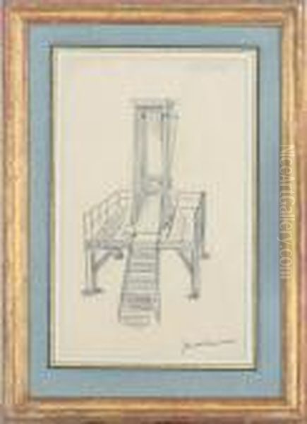 A Guillotine Oil Painting by Pierre Georges Jeanniot