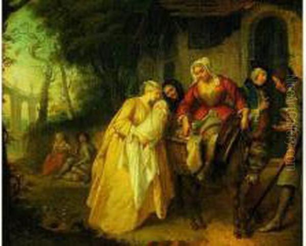 Le Depart De La Nourrice Oil Painting by Etienne Jeaurat