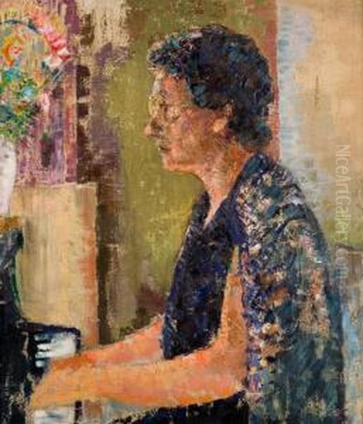 Dame Aan De Piano Oil Painting by Marcel Jefferys