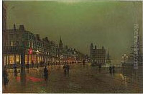 Fl.-, Promenade At Dusk, Signed 
L.r.: Wilfred Jenkins, Oil On Canvas, 40 By 62 Cm.; 15n By 24iin Oil Painting by Wilfred Jenkins