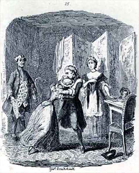 Amelias Unexpected Visit Oil Painting by George Cruikshank I