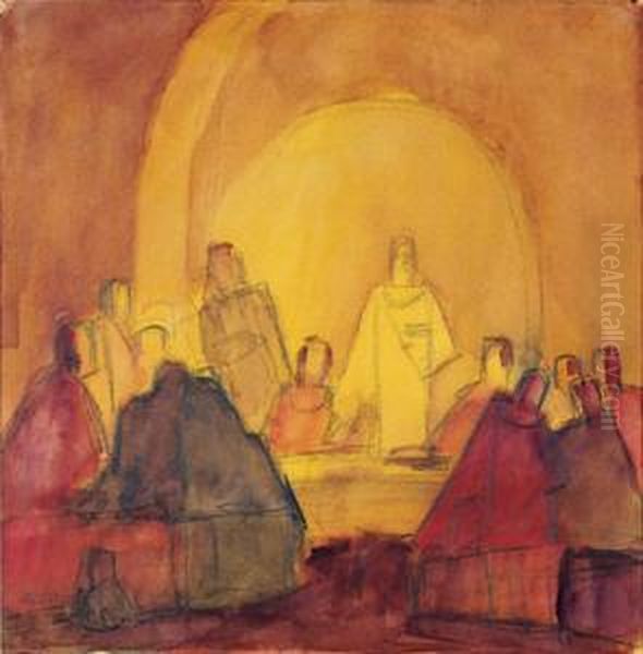 J. Bisttram Oil Painting by Jens Adolf Emil Jerichau