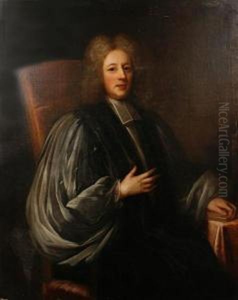 Portrait Of A Seated Cleric Oil Painting by Charles Jervas
