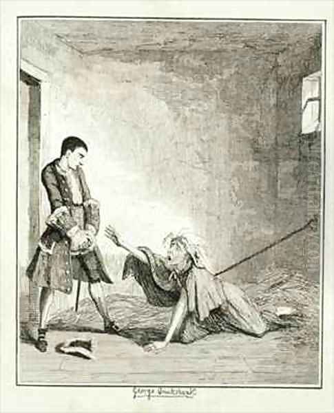 Jack visits his mother in Bethlehem Hospital London Oil Painting by George Cruikshank I