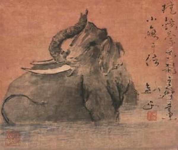 Landscape In Sunset Oil Painting by Gao Jianfu