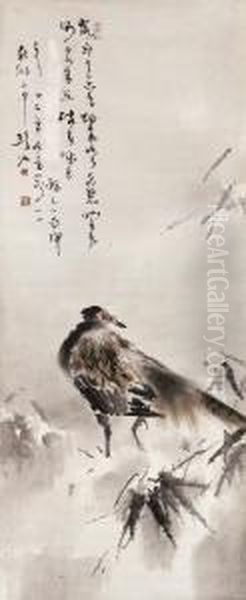 Rooster Oil Painting by Gao Jianfu