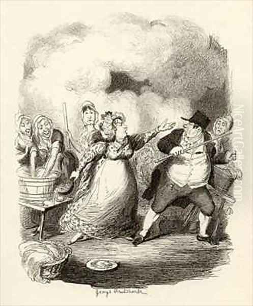 Mr Bumble degraded in the eyes of the paupers Oil Painting by George Cruikshank I